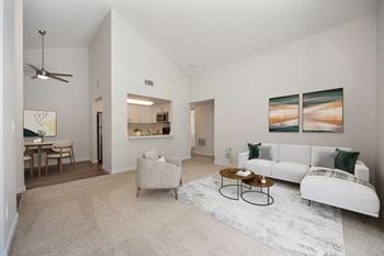 Living room with carpeted floor